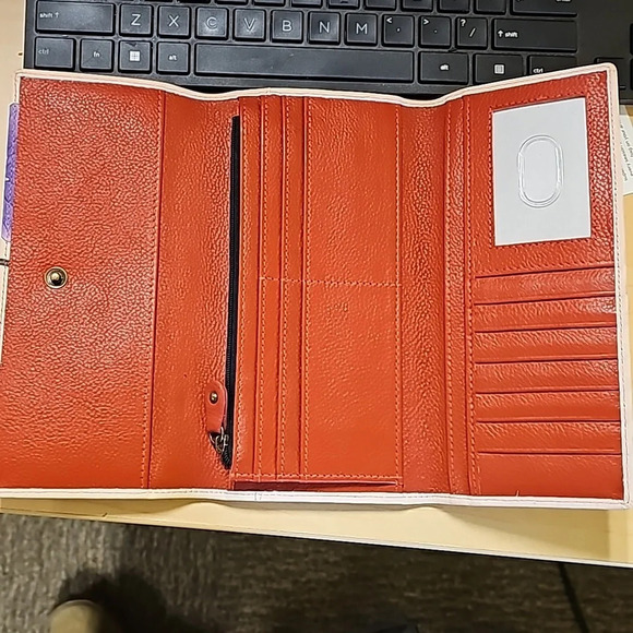 Anuschka Genuine Leather Hand Painted Clutch Crossbody Purse Wallet Organizer - Picture 3 of 3